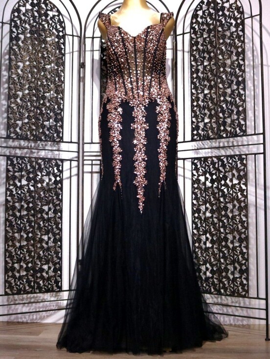 Jovani Dresses & Skirts - NWT Jovani 51115 Black Rose Gold Sequin Mermaid Gown Size 10